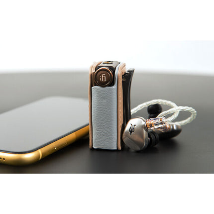 Funda iFi audio GO blu para DAC/Amp Bluetooth cuero genuino y clip trasero