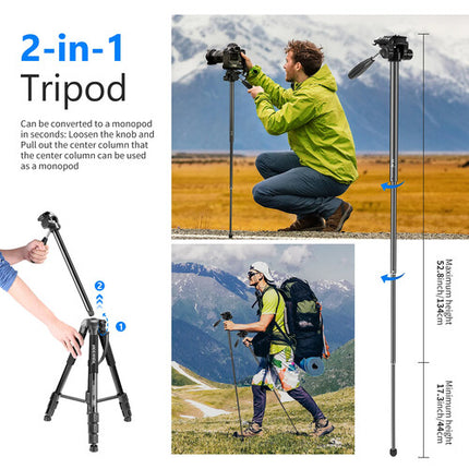 Neewer Trípode de Aluminio con Cabezal 3 Vías y Altura Máxima 177 cm