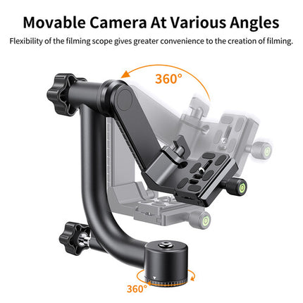 K&F Concept Cabezal Gimbal para Trípode con Plataforma Ajustable 2.75 Pulgadas y Capacidad 20 kg