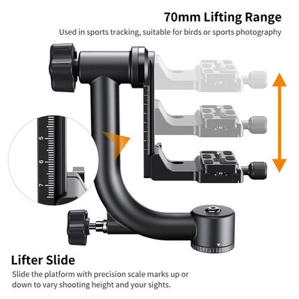 K&F Concept Cabezal Gimbal para Trípode con Plataforma Ajustable 2.75 Pulgadas y Capacidad 20 kg