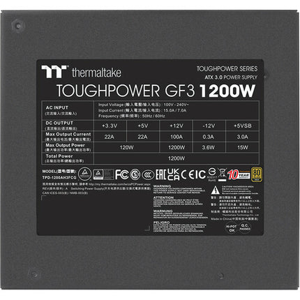 Thermaltake Toughpower GF3 1200W Fuente de Poder Modular 80 PLUS Gold ATX 3.0
