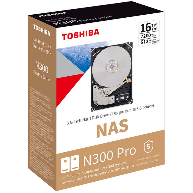 Toshiba 16TB N300 PRO Disco Duro Interno NAS 7200 rpm 512MB Cache SATA III