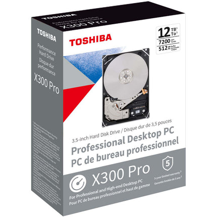 Toshiba 12TB X300 Pro Disco Duro Interno 3.5" 7200 rpm 512MB Cache