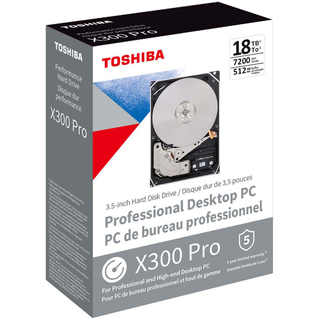 Toshiba 18TB X300 Pro Disco Duro Interno 3.5" 7200 rpm 512MB Cache Garantía 5 años
