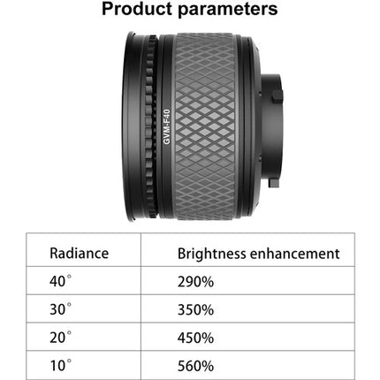 GVM F40 Fresnel para Luz LED Spotlight Luz 35 000 Lux a 40° Carry Bag