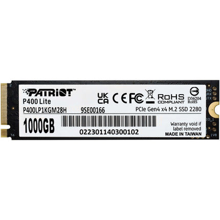 Patriot P400 Lite SSD Interno NVMe PCIe 4.0 1TB 3500 MB/s Lectura 2700 MB/s Escritura