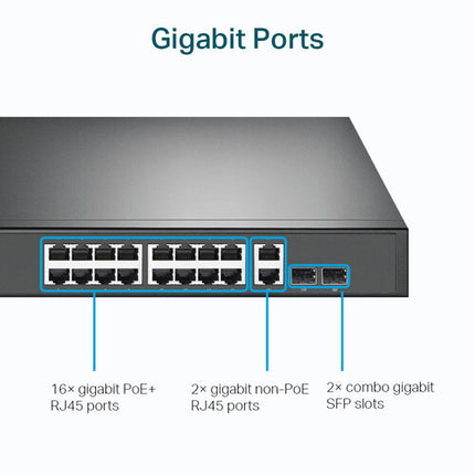 TP-Link JetStream TL-SG1218MP Switch no gestionado 16 puertos Gigabit PoE+ 250W con SFP