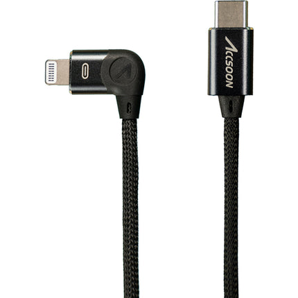 Cable Accsoon USB-C a Lightning macho 1 pie con conector ángulo recto
