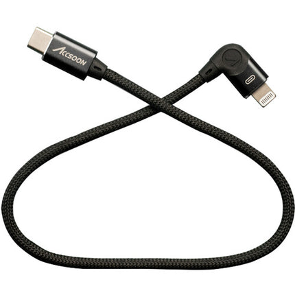 Cable Accsoon USB-C a Lightning macho 1 pie con conector ángulo recto