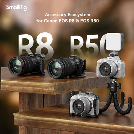 SmallRig Kit Trípode Vlogging para Canon EOS R50 con Luz LED y Cabezal Giratorio 360°