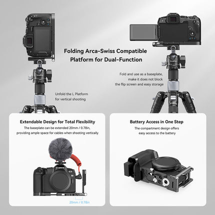 SmallRig Kit Trípode Vlogging para Canon EOS R50 con Luz LED y Cabezal Giratorio 360°