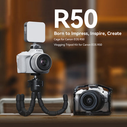 SmallRig Kit Trípode Vlogging para Canon EOS R50 con Luz LED y Cabezal Giratorio 360°