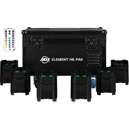 ADJ Element H6 Pak 6 luces LED RGBAW+UV con estuche de carga negro IP54