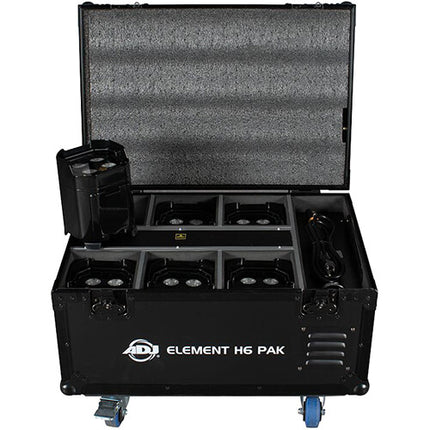 American DJ Element H6 Pak 6 Luces LED RGBAWUV Recargables con Case