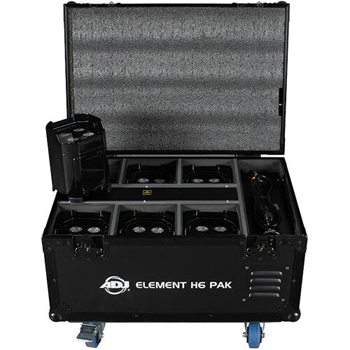 American DJ Element H6 Pak 6 Luces LED RGBAWUV Recargables con Case