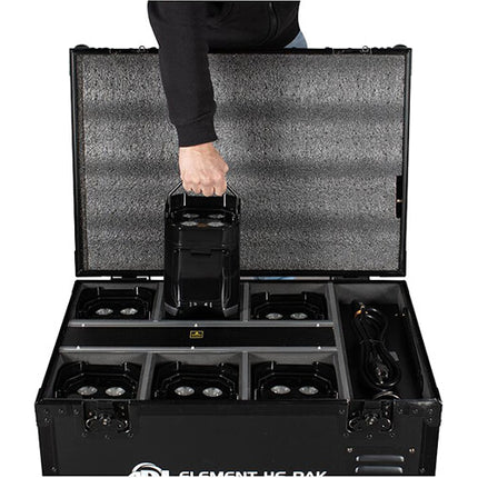 American DJ Element H6 Pak 6 Luces LED RGBAWUV Recargables con Case