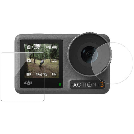 TELESIN Kit de Láminas Protectora Templada para Cámara DJI Action 3 Antihuellas Adsorción Electroestática