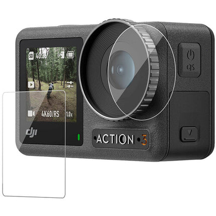 TELESIN Kit de Láminas Protectora Templada para Cámara DJI Action 3 Antihuellas Adsorción Electroestática