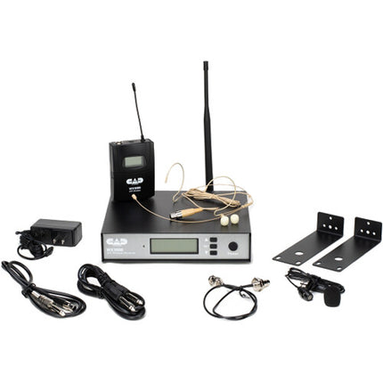 CAD WX1000BP Sistema de Micrófono Inalámbrico con Lavalier y Headset 510-570 MHz 100 Frecuencias LCD