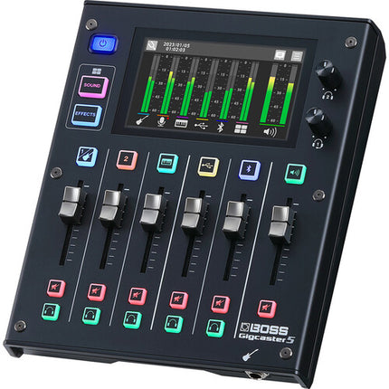 BOSS Gigcaster 5 mezclador de audio streaming 5 canales 48 kHz DSP 32 bits pantalla táctil