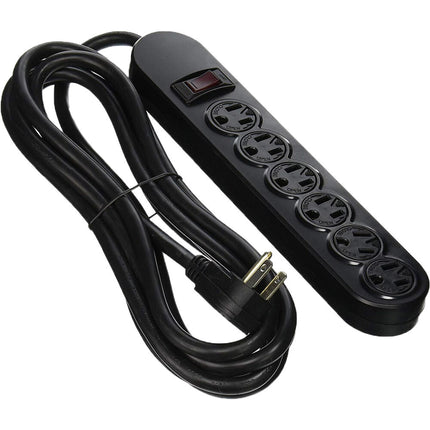 Protector de Sobretensión 6 Tomas 15A 12 Pies Cable Negro 90 Julios