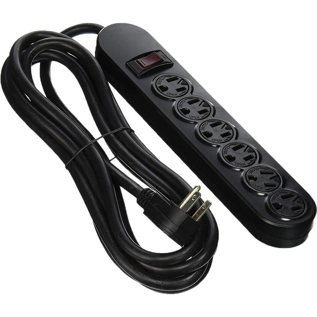 Protector de Sobretensión 6 Tomas 15A 12 Pies Cable Negro 90 Julios
