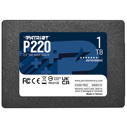 Patriot 1TB P220 Series SSD Interno SATA III 2.5" 550MB/s Lectura 500MB/s Escritura