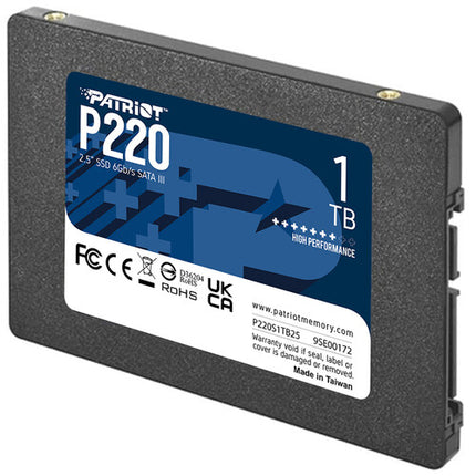 Patriot 1TB P220 Series SSD Interno SATA III 2.5" 550MB/s Lectura 500MB/s Escritura