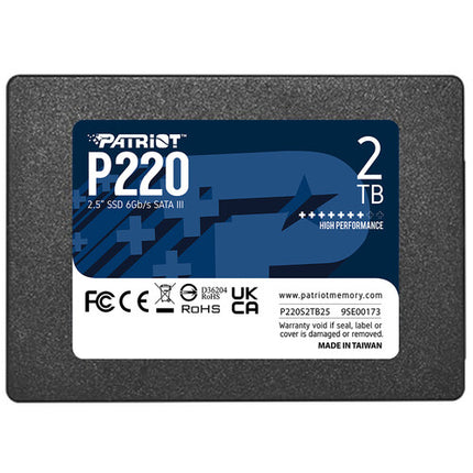 Patriot P220 SSD Interno 2TB SATA III 2.5" 7mm 550MB/s Lectura 500MB/s Escritura