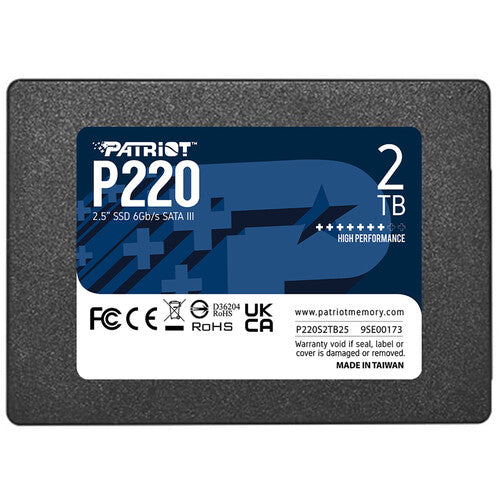 Patriot P220 SSD Interno 2TB SATA III 2.5" 7mm 550MB/s Lectura 500MB/s Escritura