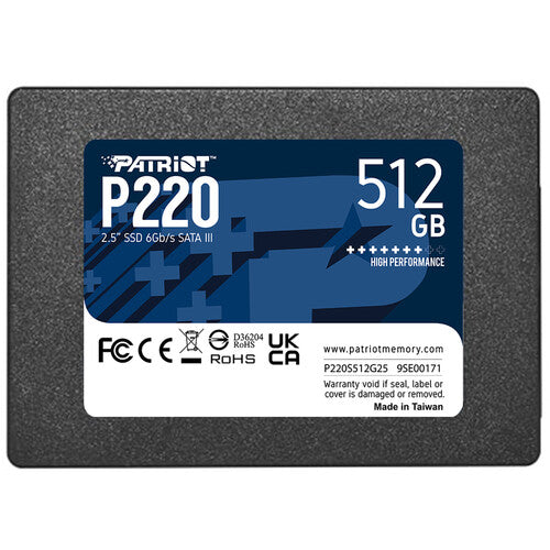 Patriot 512GB P220 Serie SSD Interno SATA III 2.5" 550MB/s Lectura 500MB/s Escritura