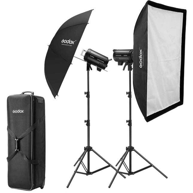 Godox DP600IIIV Flash de Estudio Profesional 600Ws Kit 2 Luces Softbox 31.5x47.2" Paraguas 40"