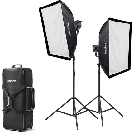 Godox VL200II Kit 2 Luces LED Daylight 5600K 215W con Softboxes y Estuches