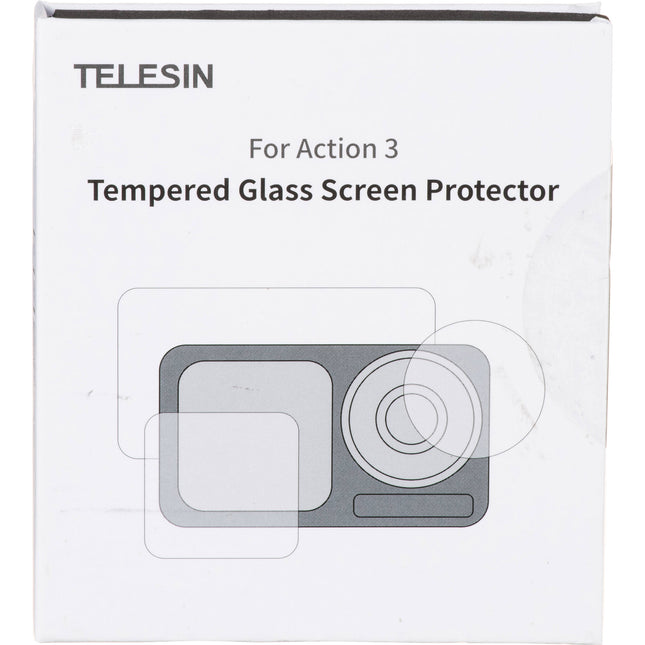 TELESIN Kit de Láminas Protectora Templada para Cámara DJI Action 3 Antihuellas Adsorción Electroestática