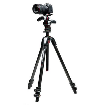 Manfrotto MT055CXPRO3 Trípode de Fibra de Carbono con Cabezal 3 Vías Capacidad 12 kg Altura 186 cm y Sistema de Liberación Rápida Move