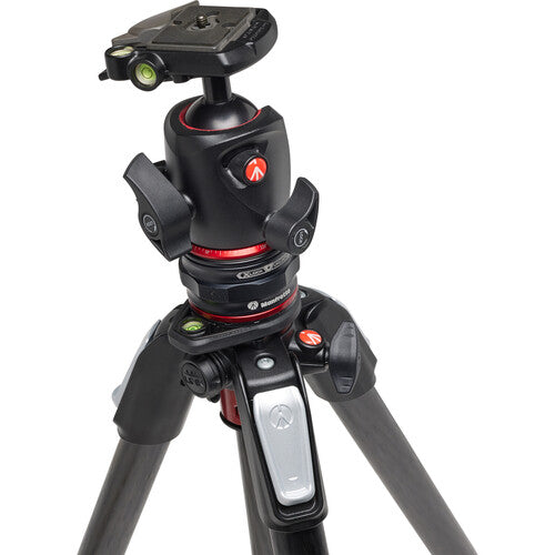 Manfrotto MT055CXPRO4 Trípode Fibra de Carbono Altura 72.7" con Cabezal MHXPRO-BHQ2 y Sistema Move Quick Release