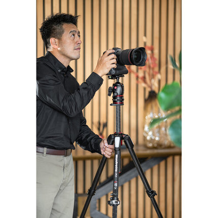 Manfrotto MT055CXPRO4 Trípode Fibra de Carbono Altura 72.7" con Cabezal MHXPRO-BHQ2 y Sistema Move Quick Release