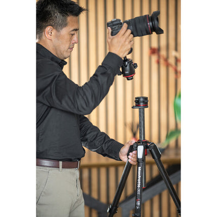 Manfrotto MT055CXPRO4 Trípode Fibra de Carbono Altura 72.7" con Cabezal MHXPRO-BHQ2 y Sistema Move Quick Release