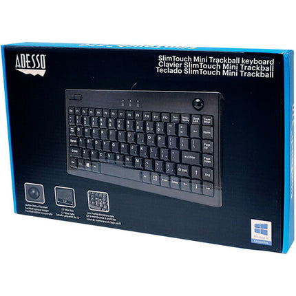 Adesso Mini Teclado Trackball Negro USB con Garantía Limitada 1 Año