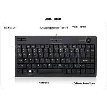 Adesso Mini Teclado Trackball Negro USB con Garantía Limitada 1 Año