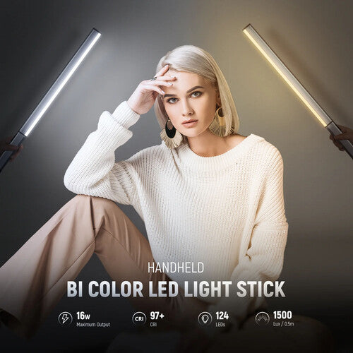 Neewer CL124 Pro Varilla LED bicolor 5600K 600 Lux con control remoto y accesorios