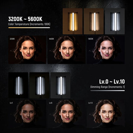 Neewer CL124 Pro Varilla LED bicolor 5600K 600 Lux con control remoto y accesorios