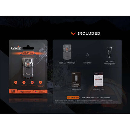 Fenix Flashlight E03R V2.0 Linterna Recargable 500 Lúmenes 2.1 Pulgadas Azul