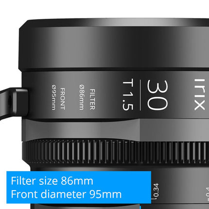 IRIX 30mm T1.5 objetivo cine para Fujifilm X apertura T1.5 a T16 filtro 86mm