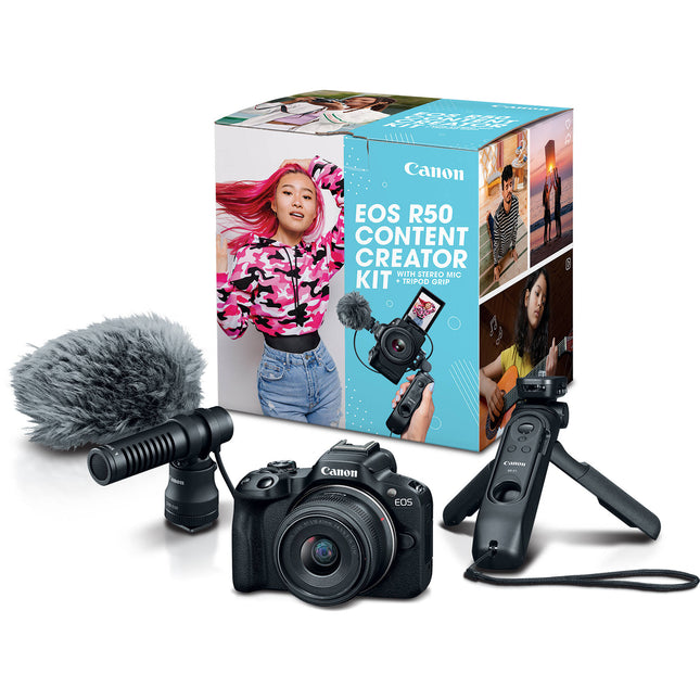 Canon EOS R50 Kit Creador de Contenido Cámara sin Espejo Lente 18-45mm Micrófono Directional