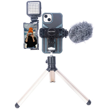 Niceyrig Kit de Selfie para Streaming Vlogging con Monitor Plegable 4.8" y Soporte para Smartphone