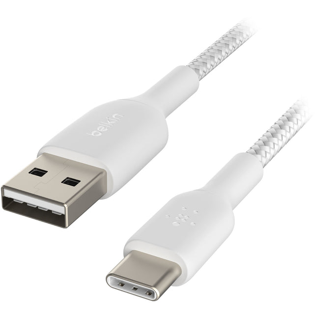 Belkin BoostCharge Cable USB-C a USB-A Trenzado 2.0 6.6 pies Blanco 15W