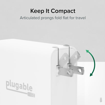 Plugable Adaptador de corriente USB-C GaN 140W con enchufe plegable y PD 3.1