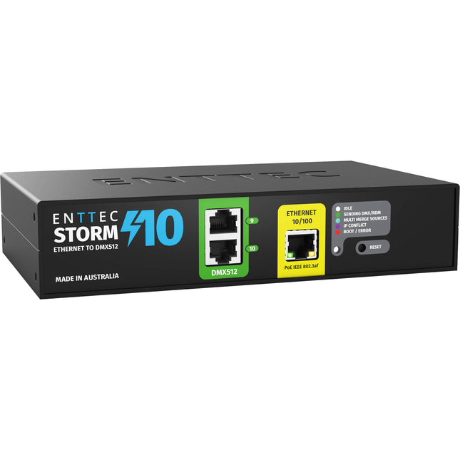 ENTTEC Storm10 Adaptador Ethernet a DMX 10-Universe con alimentación POE y cable incluido