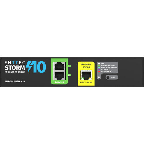 ENTTEC Storm10 Adaptador Ethernet a DMX 10-Universe con alimentación POE y cable incluido